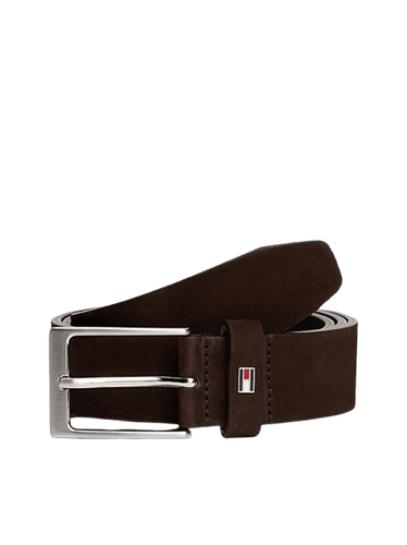 Tommy Hilfiger Cintura in Pelle con Bandierina sul Passante Testa di Moro - STANGA Pelletteria