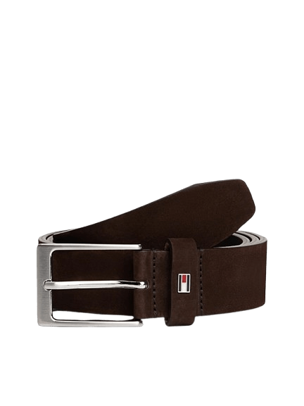 Tommy Hilfiger Cintura in Pelle con Bandierina sul Passante Testa di Moro - STANGA Pelletteria