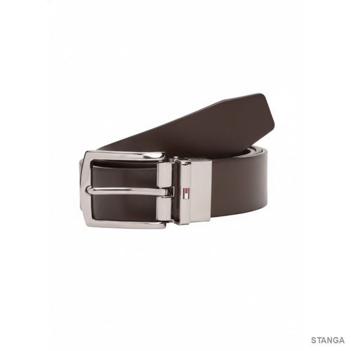 Tommy Hilfiger Cintura Reversibile Denton in Pelle Testa di Moro/Nero - STANGA Pelletteria