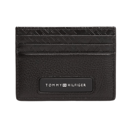 Tommy Hilfiger Porta carte di credito TH Monogram in pelle Black - STANGA Pelletteria