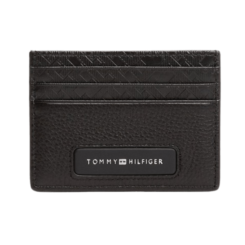 Tommy Hilfiger Porta carte di credito TH Monogram in pelle Black - STANGA Pelletteria