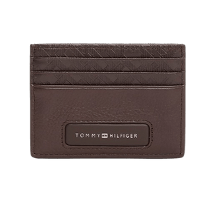 Tommy Hilfiger Porta carte di credito TH Monogram in pelle Coffee Bean - STANGA Pelletteria