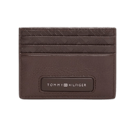 Tommy Hilfiger Porta carte di credito TH Monogram in pelle Coffee Bean - STANGA Pelletteria