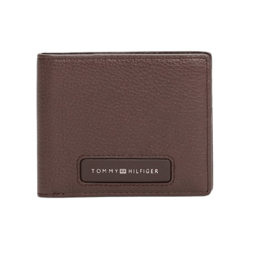 Tommy Hilfiger Portafogli bifold TH Monogram in pelle Coffee Bean - STANGA Pelletteria