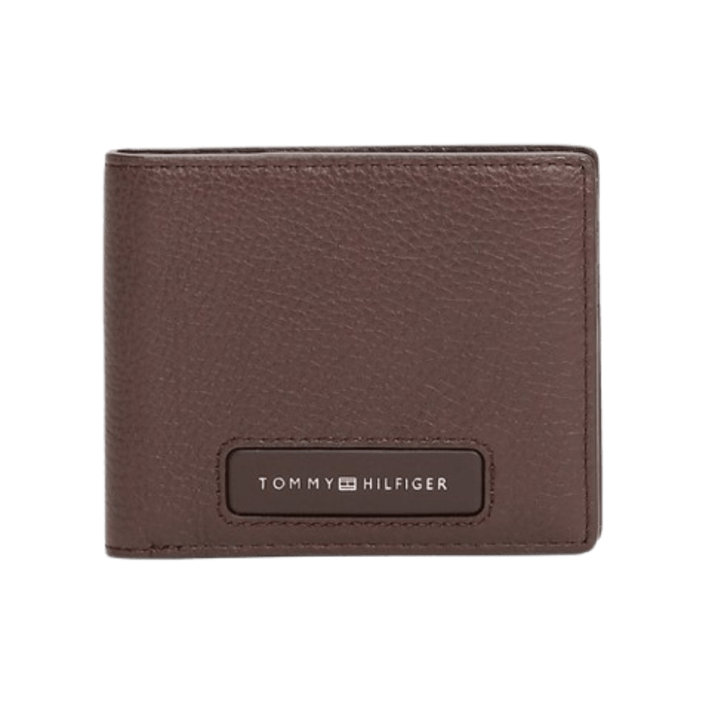 Tommy Hilfiger Portafogli bifold TH Monogram in pelle Coffee Bean - STANGA Pelletteria