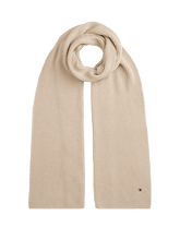 Carica l&#39;immagine nel visualizzatore di Gallery, Tommy Hilfiger Sciarpa a Coste con Bandierina Ricamata Beige - STANGA Pelletteria

