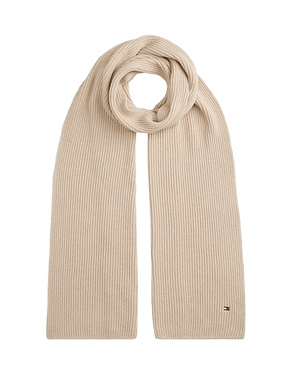 Tommy Hilfiger Sciarpa a Coste con Bandierina Ricamata Beige - STANGA Pelletteria
