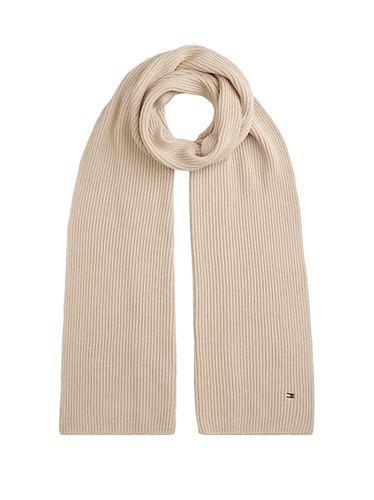Tommy Hilfiger Sciarpa a Coste con Bandierina Ricamata Beige - STANGA Pelletteria
