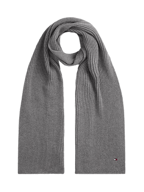 Tommy Hilfiger Sciarpa a Coste con Bandierina Ricamata Grigio Chiaro - STANGA Pelletteria