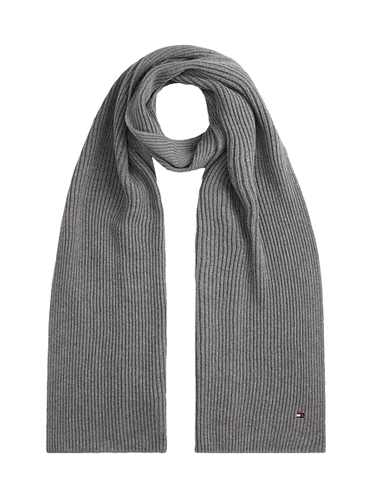 Tommy Hilfiger Sciarpa a Coste con Bandierina Ricamata Grigio Chiaro - STANGA Pelletteria