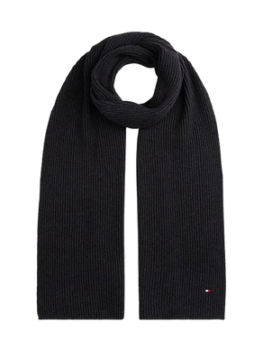 Tommy Hilfiger Sciarpa a Coste con Bandierina Ricamata Grigio Scuro - STANGA Pelletteria