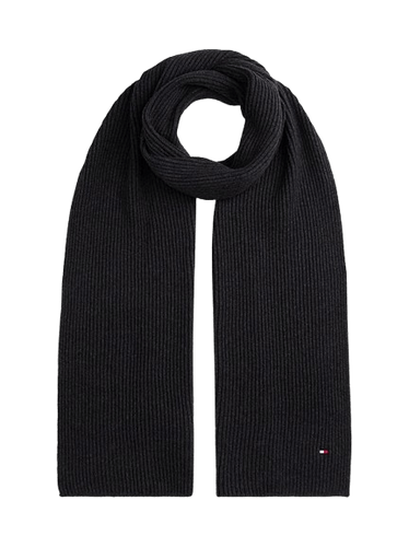 Tommy Hilfiger Sciarpa a Coste con Bandierina Ricamata Grigio Scuro - STANGA Pelletteria