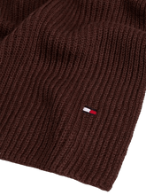 Carica l&#39;immagine nel visualizzatore di Gallery, Tommy Hilfiger Sciarpa a Coste con Bandierina Ricamata Marrone - STANGA Pelletteria
