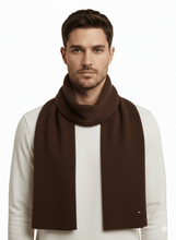 Carica l&#39;immagine nel visualizzatore di Gallery, Tommy Hilfiger Sciarpa a Coste con Bandierina Ricamata Marrone - STANGA Pelletteria
