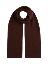 Carica l&#39;immagine nel visualizzatore di Gallery, Tommy Hilfiger Sciarpa a Coste con Bandierina Ricamata Marrone - STANGA Pelletteria
