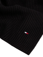Carica l&#39;immagine nel visualizzatore di Gallery, Tommy Hilfiger Sciarpa a Coste con Bandierina Ricamata Nero - STANGA Pelletteria
