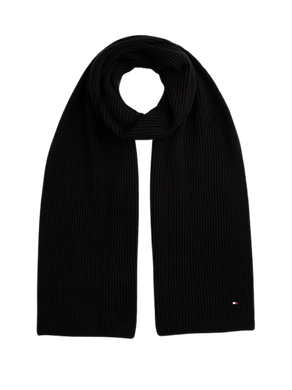 Tommy Hilfiger Sciarpa a Coste con Bandierina Ricamata Nero - STANGA Pelletteria