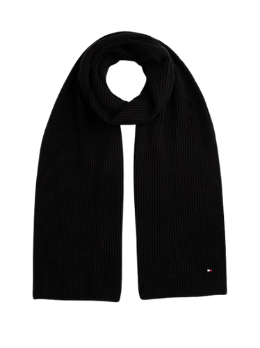 Tommy Hilfiger Sciarpa a Coste con Bandierina Ricamata Nero - STANGA Pelletteria