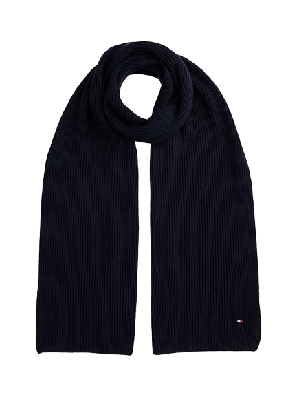 Tommy Hilfiger Sciarpa a Coste con Bandierina Ricamata Space Blue - STANGA Pelletteria