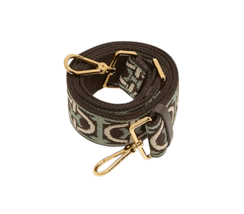 Tracolla Nastro Coccinelle Monogram Tricolor Multi Green/Brunette - STANGA Pelletteria