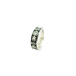 Anello a fede "misura piccola" in argento 925 e smalto nero - STANGA Pelletteria