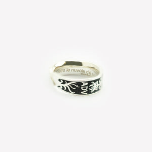 Anello a fede "misura piccola" in argento 925 e smalto nero - STANGA Pelletteria
