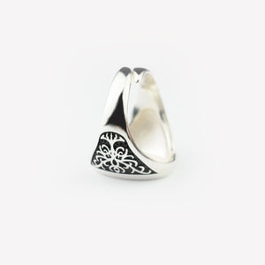 Anello "forma squadrata grande” in argento 925 e smalto nero - STANGA Pelletteria