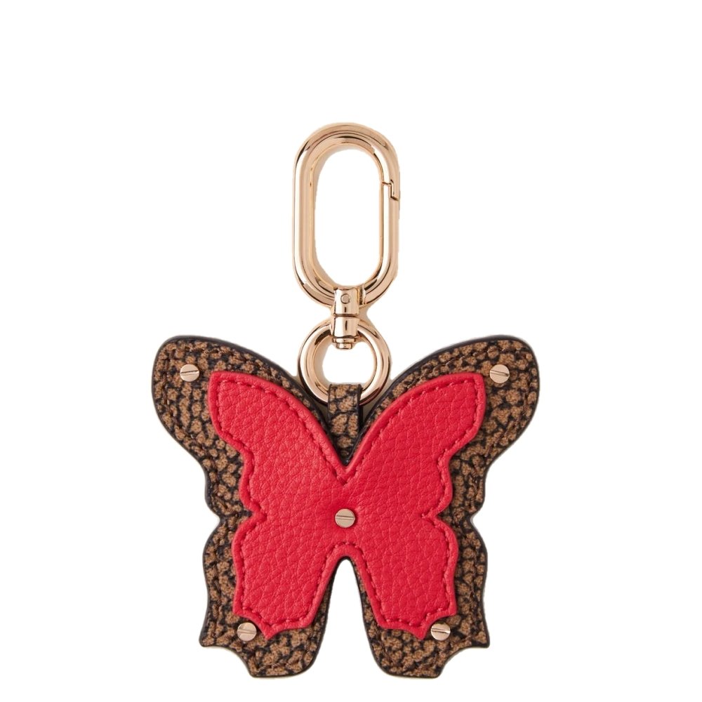 Borbonese Portachiavi Farfalla Op/ Naturale Coral Red - STANGA Pelletteria