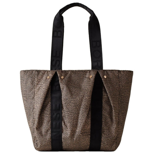 Borbonese Shopper Cloudette Medium Op/Naturale Nero - STANGA Pelletteria