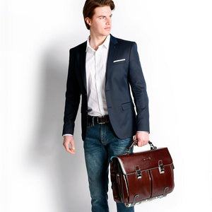 Cartella due tasche due chiusure in pelle porta computer Blue Square Piquadro - STANGA Pelletteria