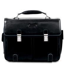 Carica l&#39;immagine nel visualizzatore di Gallery, Cartella due tasche due chiusure in pelle porta computer Blue Square Piquadro - STANGA Pelletteria
