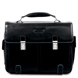 Cartella due tasche due chiusure in pelle porta computer Blue Square Piquadro - STANGA Pelletteria