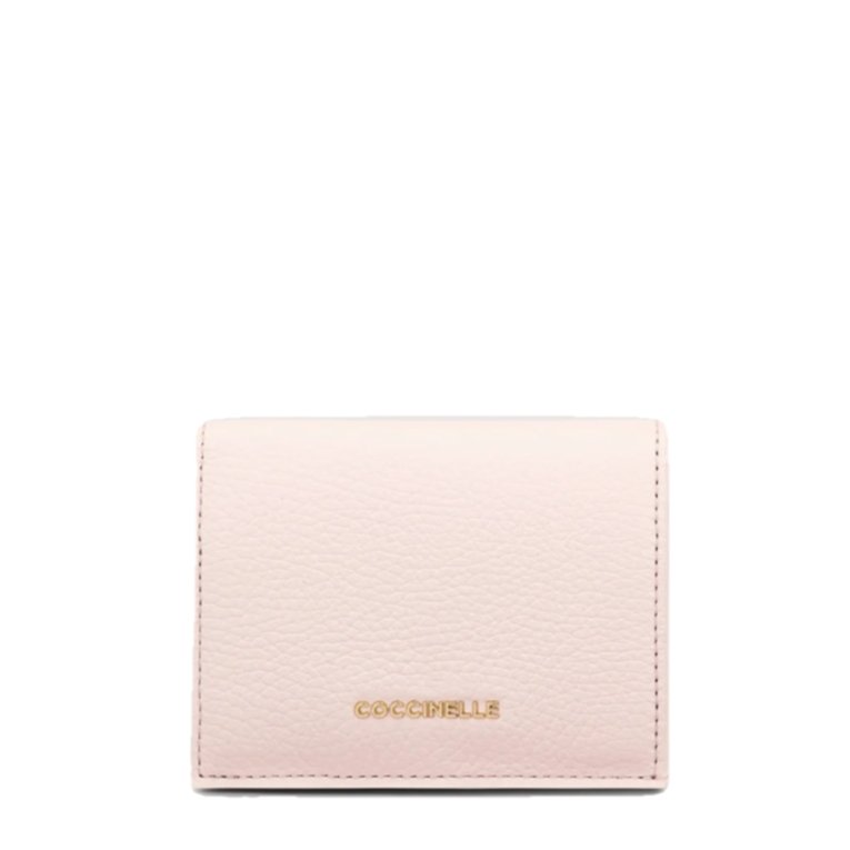 Coccinelle Metallic Soft Wallet Small Creamy Pink - STANGA Pelletteria