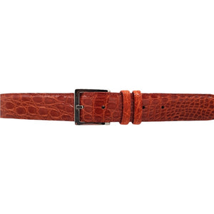 Orciani Cintura classica Cocco Fianco Lucido in coccodrillo 3 cm Arancio - STANGA Pelletteria