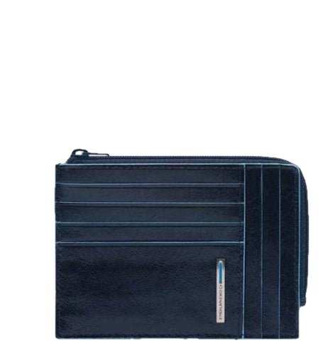 Piquadro Bustina portamonete documenti, carte di credito pelle Blue Square Blu2 - STANGA Pelletteria
