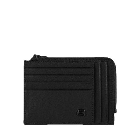 Piquadro Bustina portamonete, documenti e carte di credito con protezione anti-frode RFID Black Square Nero - STANGA Pelletteria