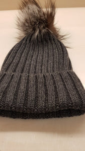 Riviera Cashmere Cuffia con Con Pompon in Volpe - STANGA Pelletteria
