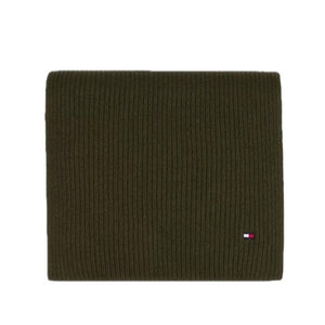 Tommy Hilfiger Sciarpa Essential a Coste con Bandierina Army Green - STANGA Pelletteria